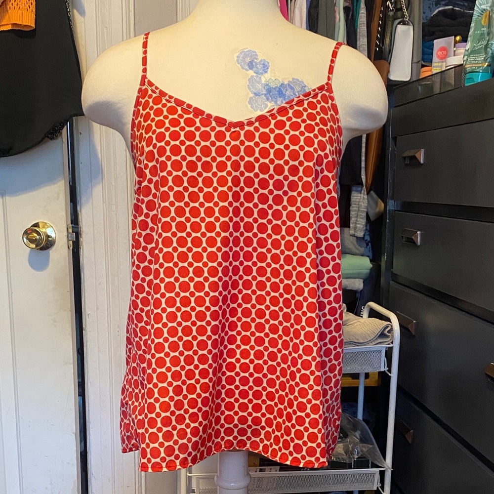 Pre-Loved, Women’s Size M DOUBLE ZERO Sleeveless White Top W/ Red Polka Dots